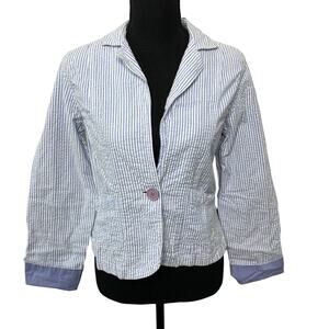 Periscope Blazer Jacket Pinstripes Preppy Light Academia Career Coastal Preppy M